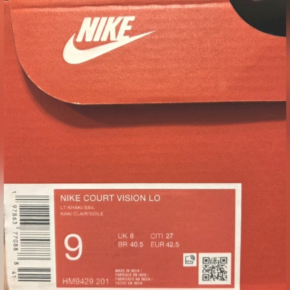 NIKE Men's Court Vision Low Sneaker Kaki US Mens Size 9 - Picture 8 of 8